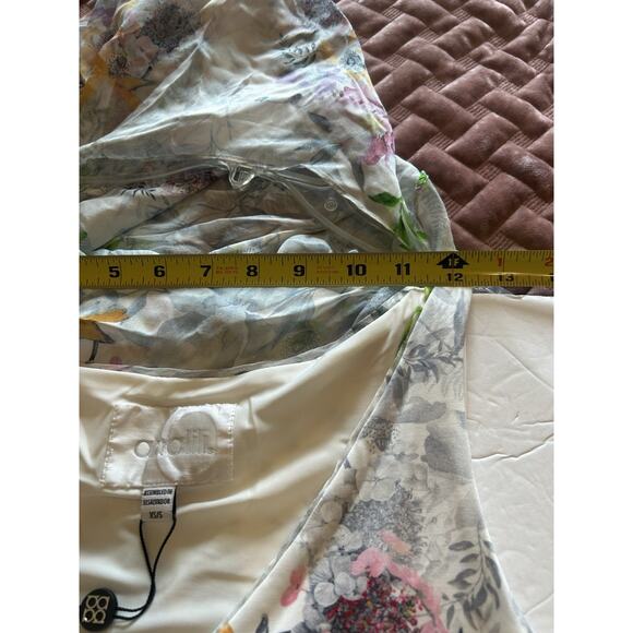 NWT ANALILI Sz XS/S Dress White Floral Print Silk Overlay Shift Wedding Guest - Picture 13 of 16